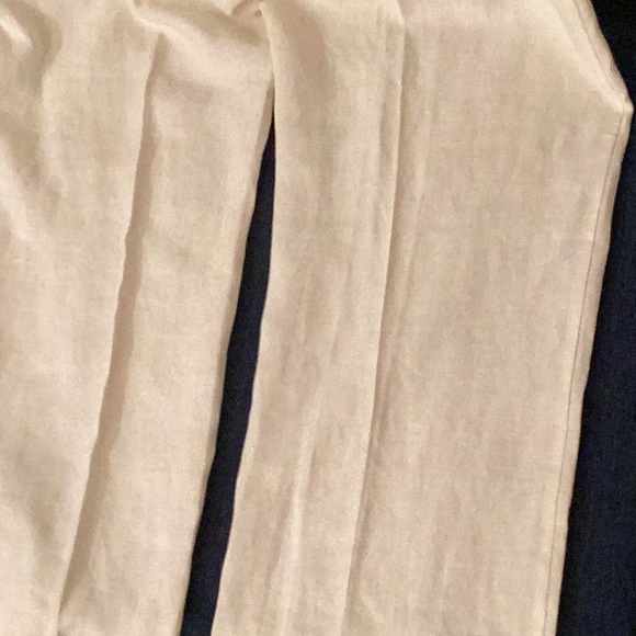NWT LISBETH white elastic waist band flat front linen pants # S. - Picture 7 of 11
